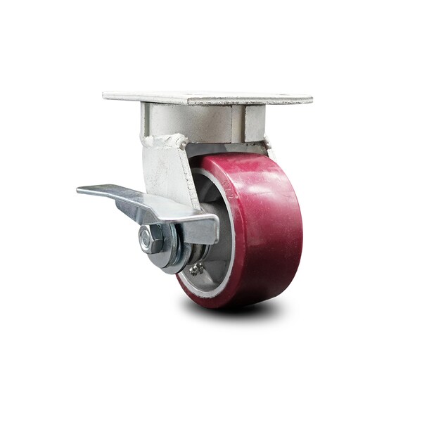 Service Caster 4 Inch Kingpinless Poly on Aluminum Wheel Swivel Caster with Brake SCC SCC-KP30S420-PAR-SLB - main